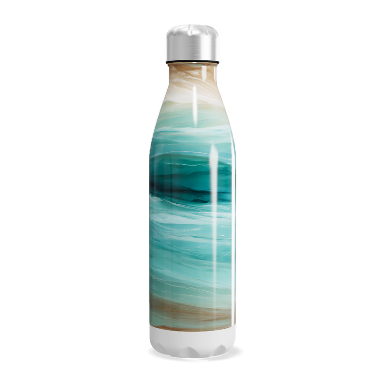 Garrafa Inox - Ondas Azul e Bege