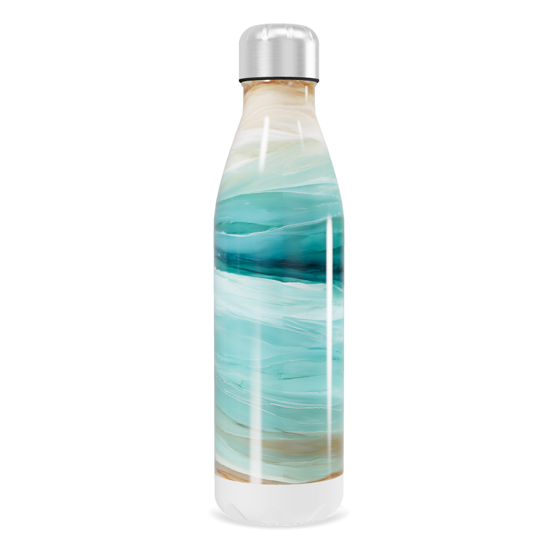 Garrafa Inox - Ondas Azul e Bege