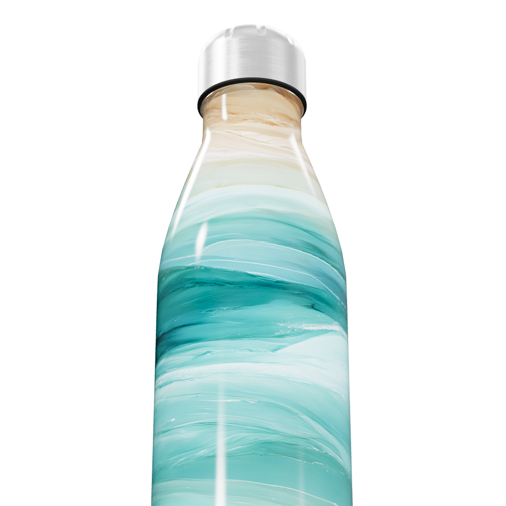 Garrafa Inox - Ondas Azul e Bege