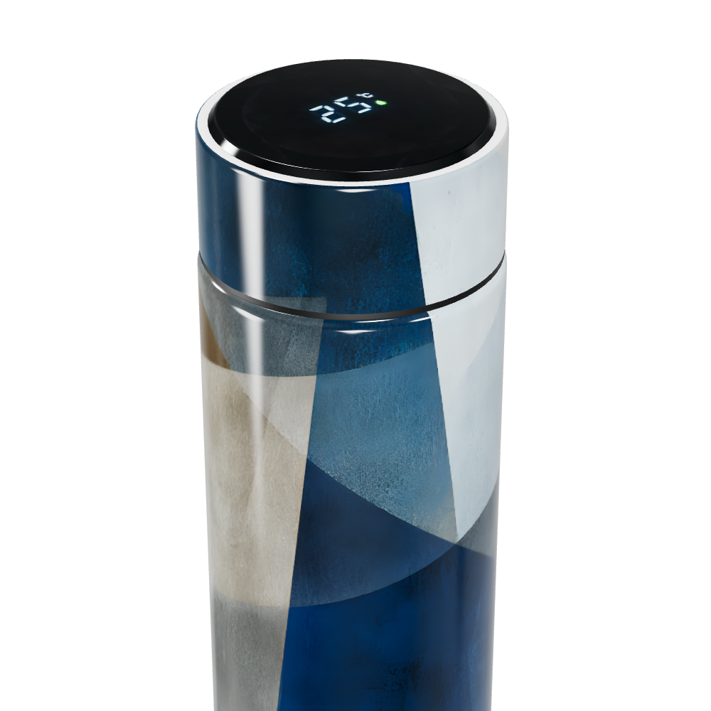 Garrafa Térmica Touch - Azul Geométrica Aço