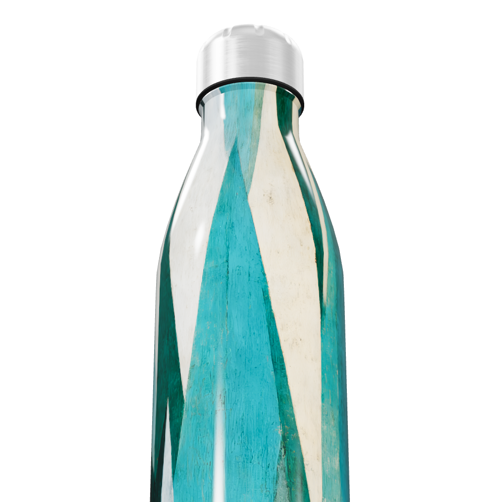 Garrafa Inox - Azul com Estampa Geométrica