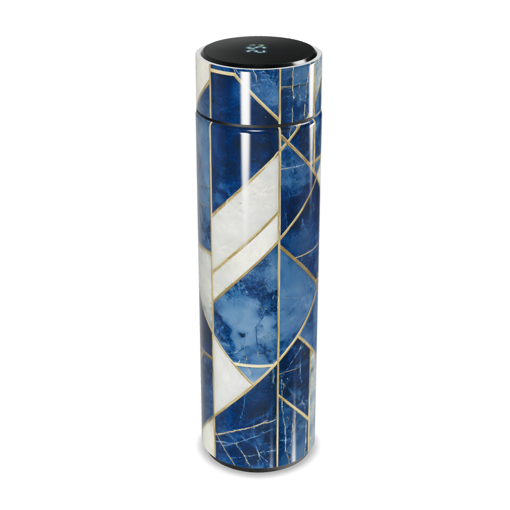 Garrafa Térmica Touch - Azul Mármore Elegante