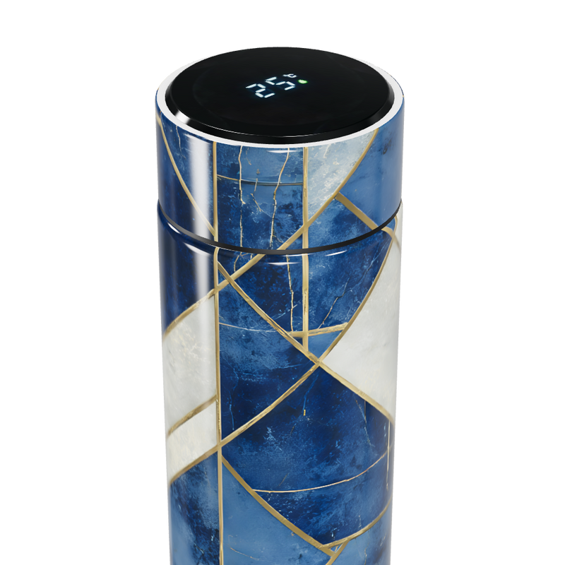Garrafa Térmica Touch - Azul Mármore Elegante