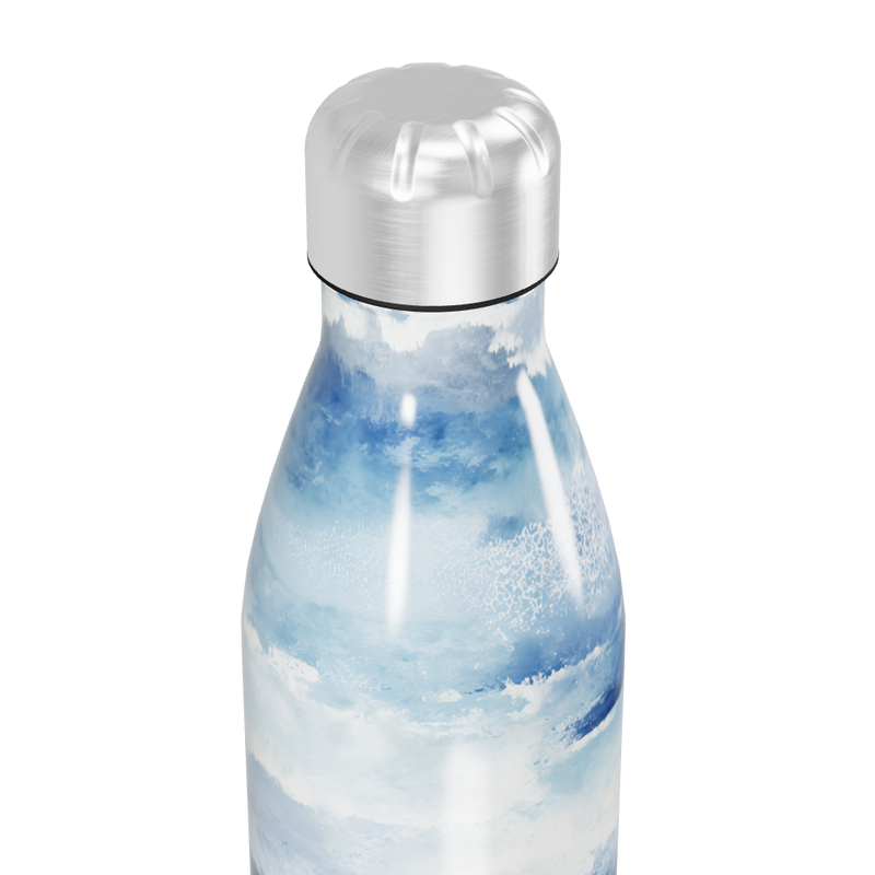 Garrafa Inox - Azul com Estampa de Ondas