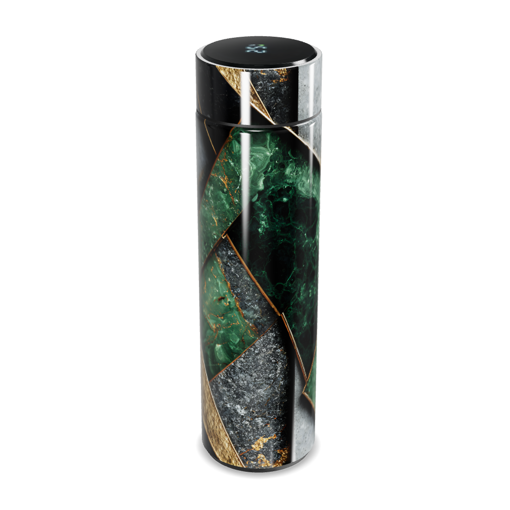 Garrafa Térmica Touch - Mármore Verde e Dourado