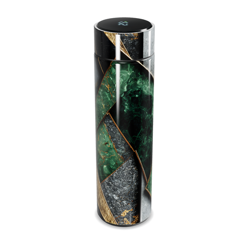 Garrafa Térmica Touch - Mármore Verde e Dourado
