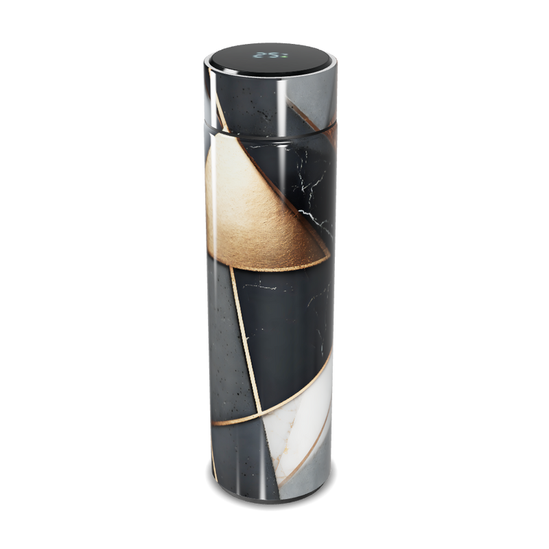 Garrafa Térmica Touch - Preto e Dourado Geométrico