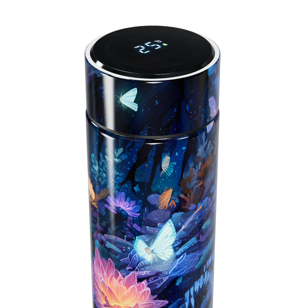 Garrafa Térmica Touch - Estampa Floral Azul