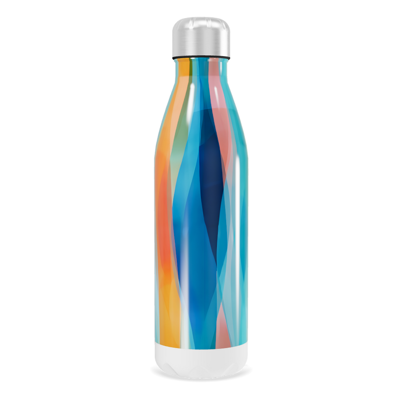 Garrafa Inox - Azul com Estampa Abstrata