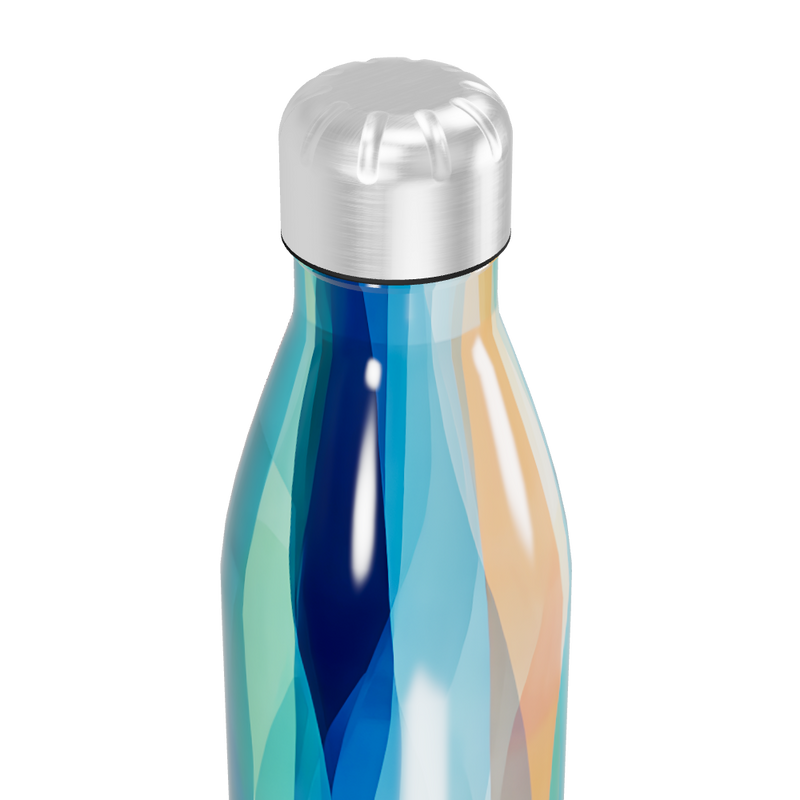 Garrafa Inox - Azul com Estampa Abstrata