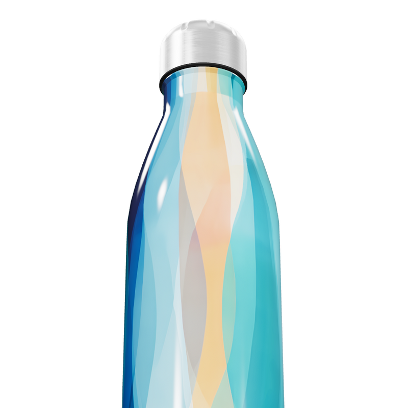 Garrafa Inox - Azul com Estampa Abstrata