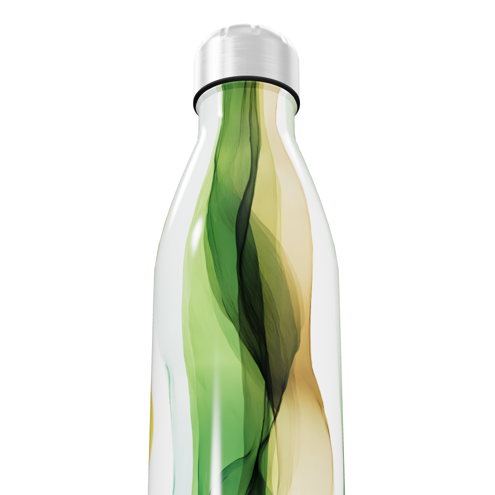 Garrafa Inox Verde e Amarelo Estampada