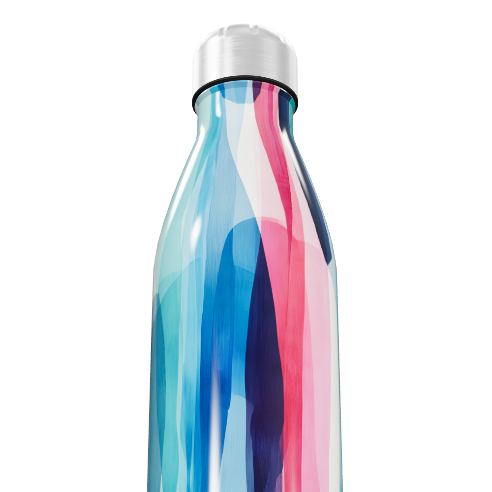 Garrafa Inox - Estampa Colorida Azul Rosa