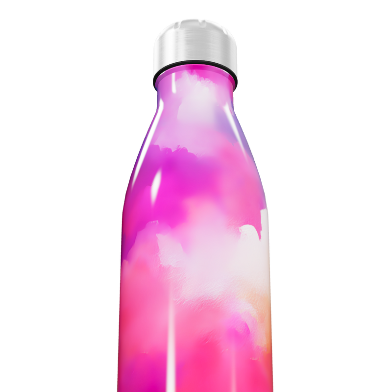 Garrafa Inox Estampa Rosa e Branca