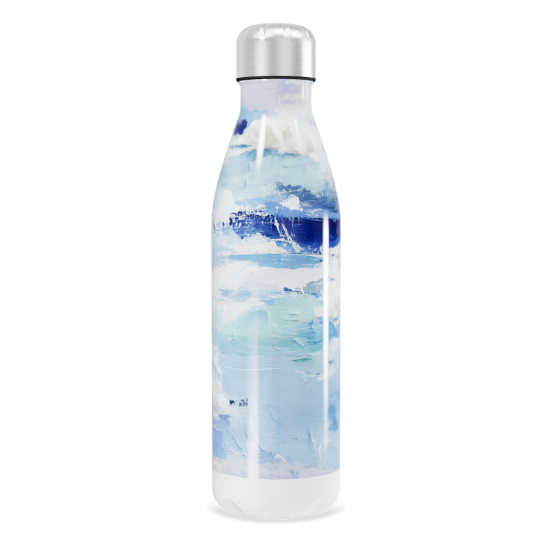 Garrafa Inox - Pintura Azul e Branca