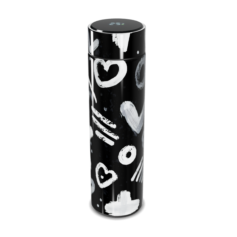 Garrafa Térmica Touch - Coração Preto e Branco