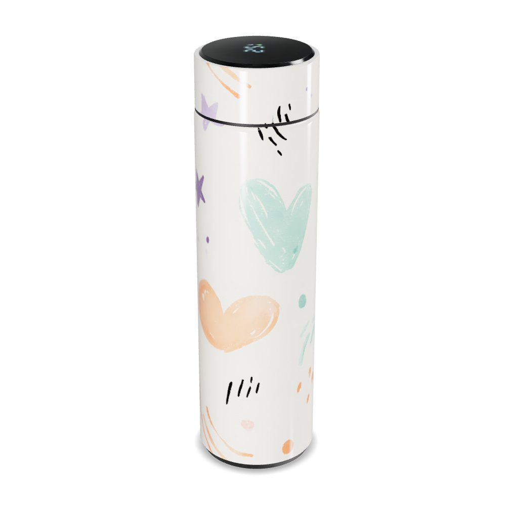 Garrafa Térmica Touch - Branca Desenhos Coloridos