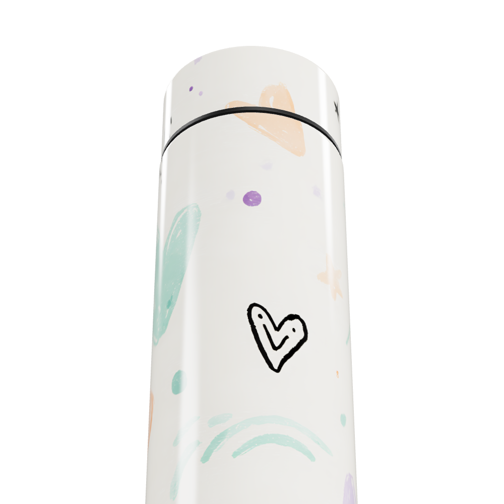 Garrafa Térmica Touch - Branca Desenhos Coloridos