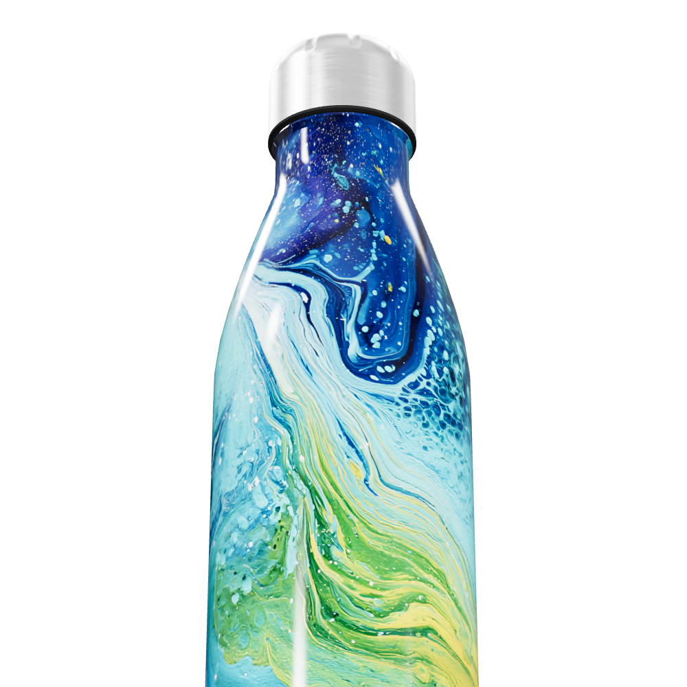 Garrafa Inox - Estampa Azul e Verde