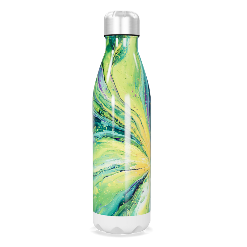 Garrafa Inox - Estampa Abstrata Verde