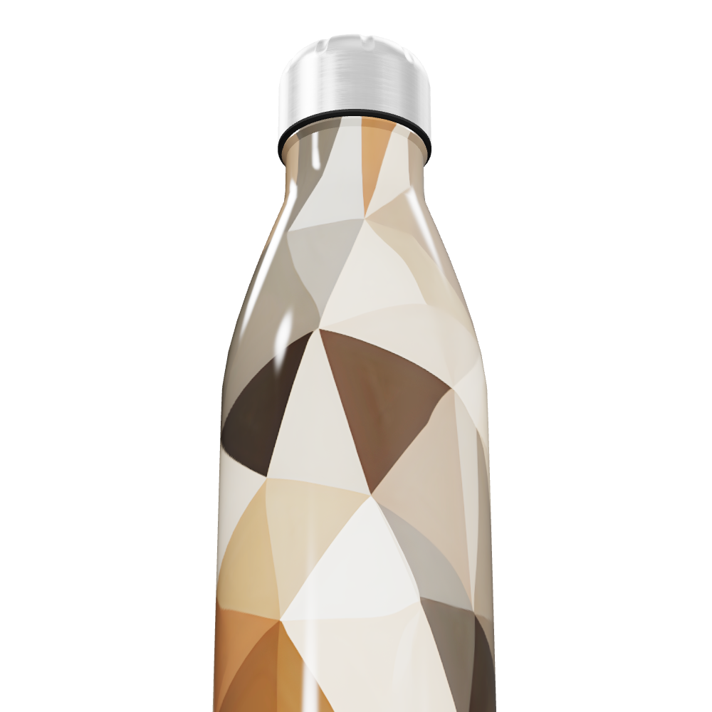 Garrafa Inox - Geométrica Bege e Marrom