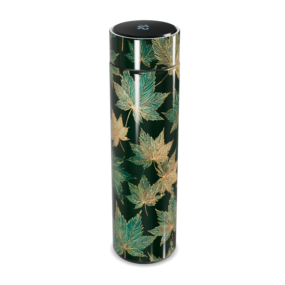 Garrafa Térmica Touch - Verde Folhas Elegantes