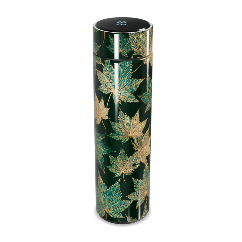 Garrafa Térmica Touch - Verde Folhas Elegantes