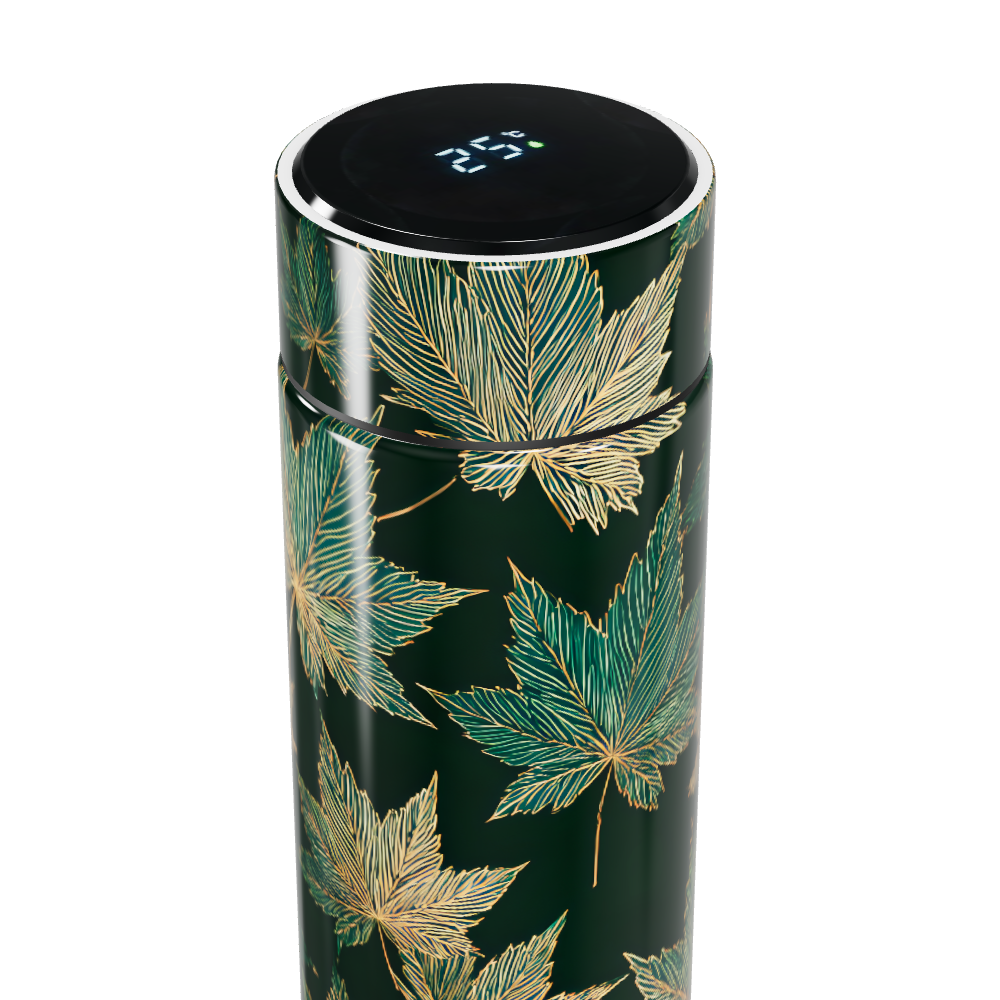 Garrafa Térmica Touch - Verde Folhas Elegantes