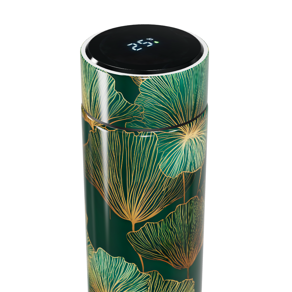 Garrafa Térmica Touch - Verde Floral Aço Inox
