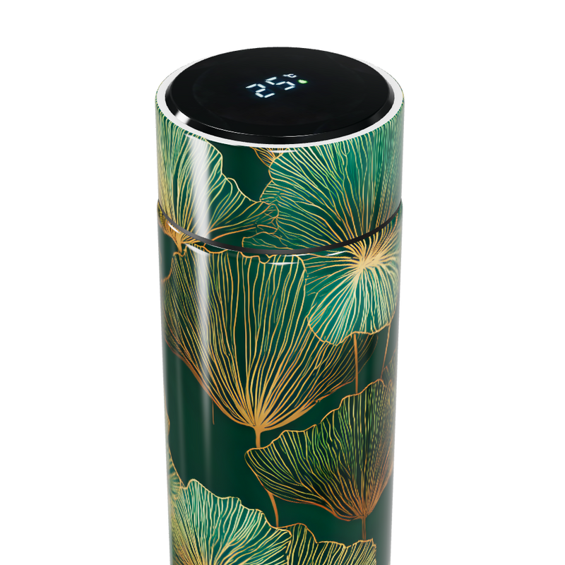 Garrafa Térmica Touch - Verde Floral Aço Inox