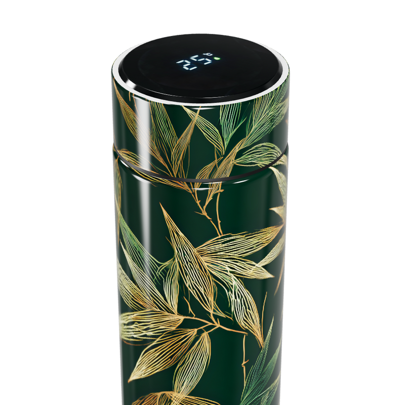 Garrafa Térmica Touch - Folhas Verde Aço Inox