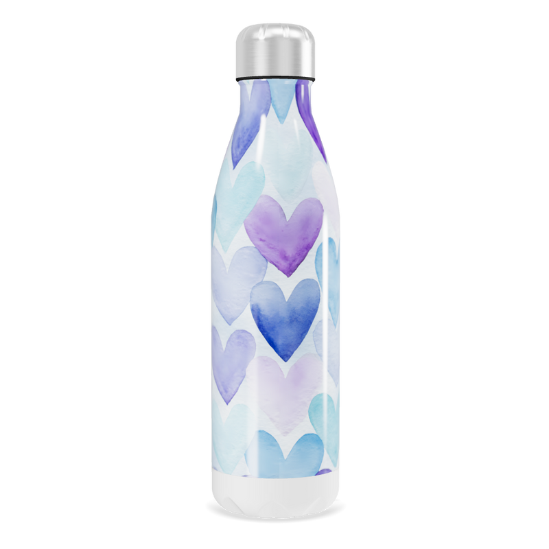 Garrafa Inox - Corações Azul e Roxo
