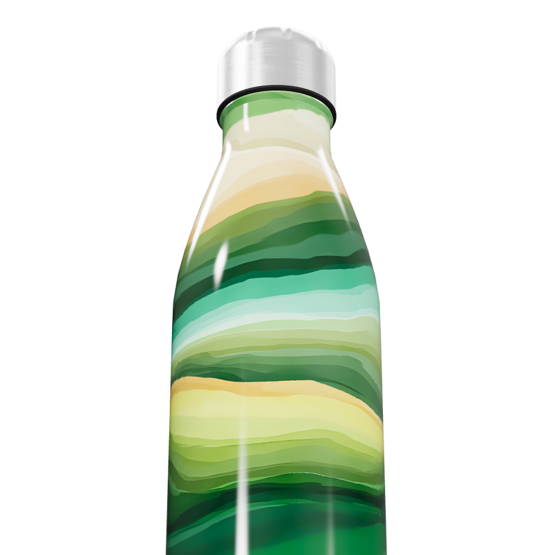 Garrafa Inox - Verde com Estampa Abstrata