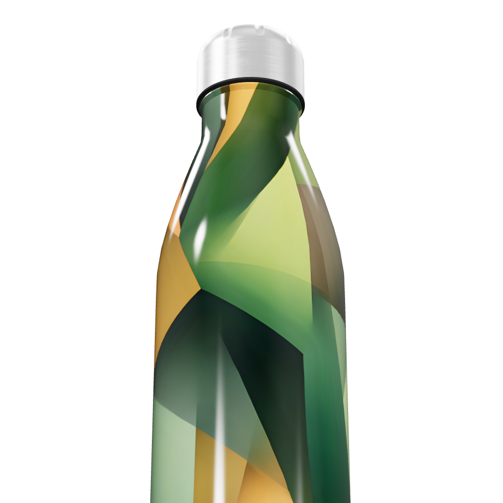 Garrafa Inox - Estampa Geométrica Verde