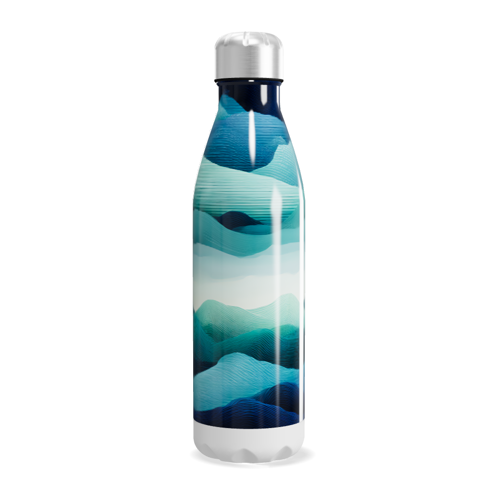 Garrafa Inox - Estampa Ondas Azul