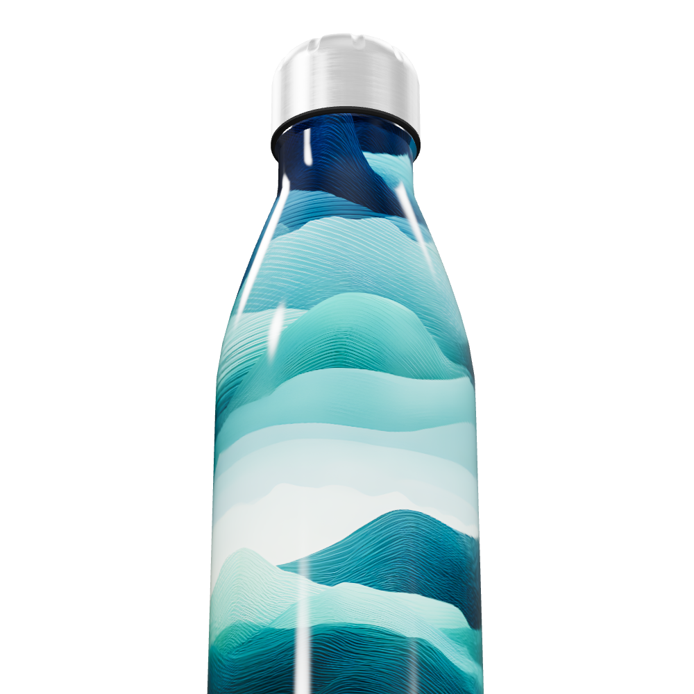 Garrafa Inox - Estampa Ondas Azul