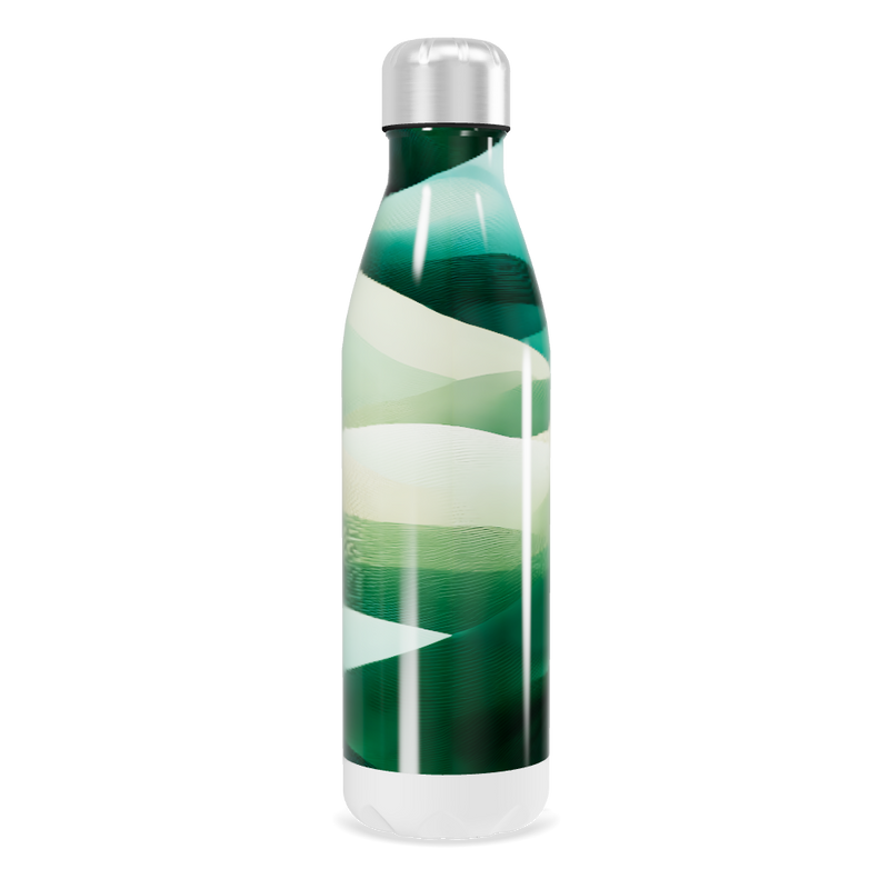 Garrafa Inox - Verde com Estampa Ondas