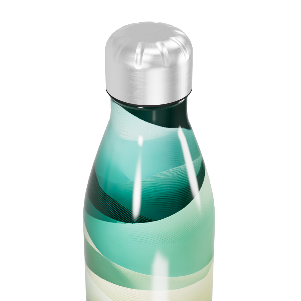 Garrafa Inox - Verde com Estampa Ondas