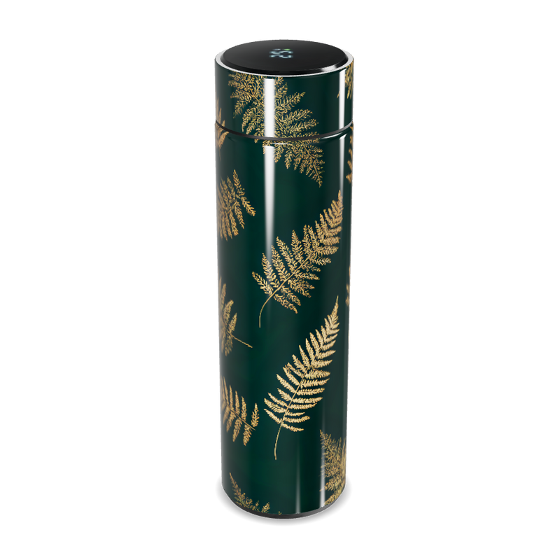 Garrafa Térmica Touch Folhas Verde Dourado
