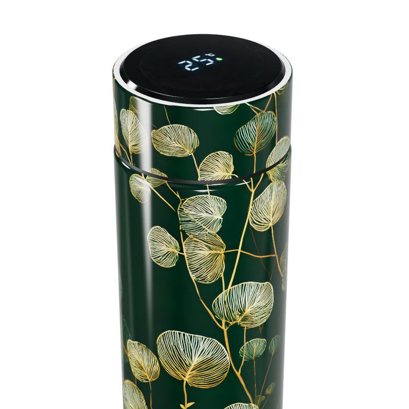 Garrafa Térmica Touch - Verde Floral Aço Inox