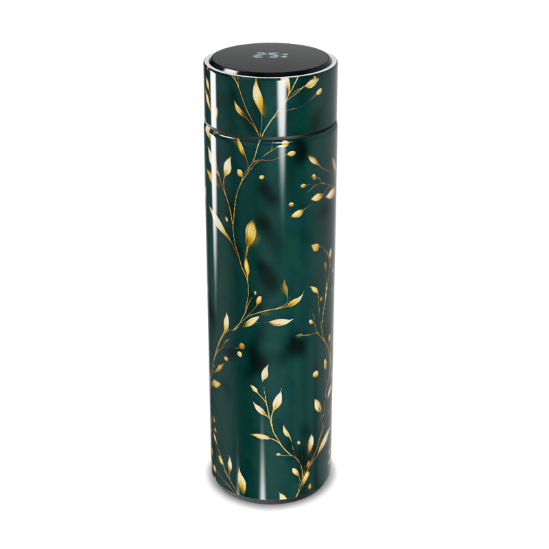 Garrafa Térmica Touch - Verde Floral Elegante