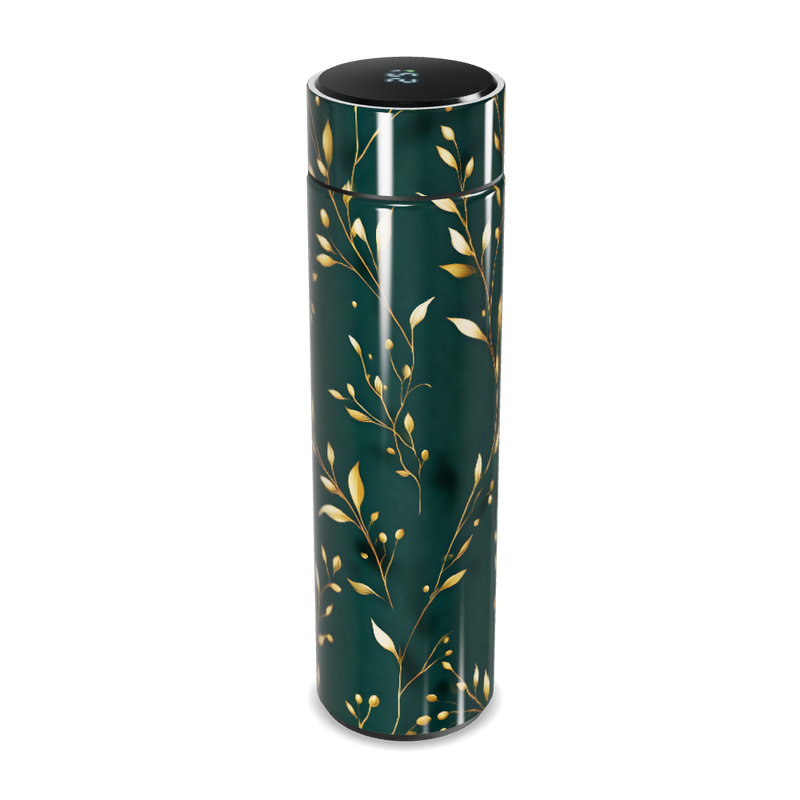 Garrafa Térmica Touch - Verde Floral Elegante