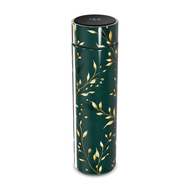 Garrafa Térmica Touch - Verde Floral Elegante