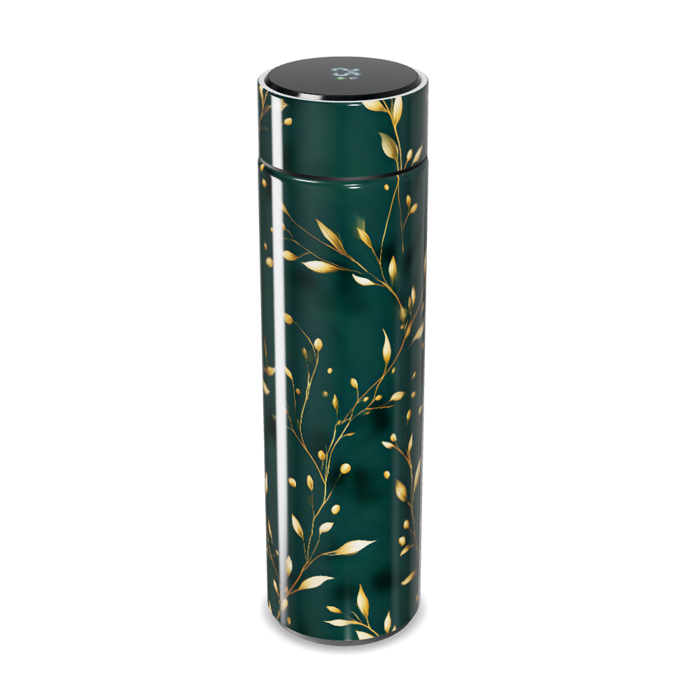Garrafa Térmica Touch - Verde Floral Elegante