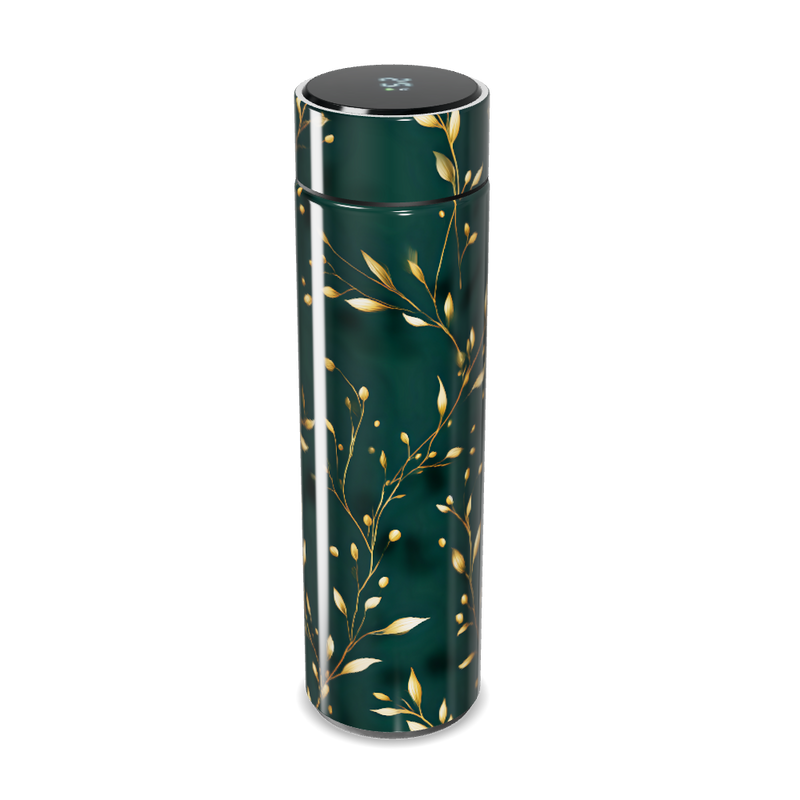 Garrafa Térmica Touch - Verde Floral Elegante