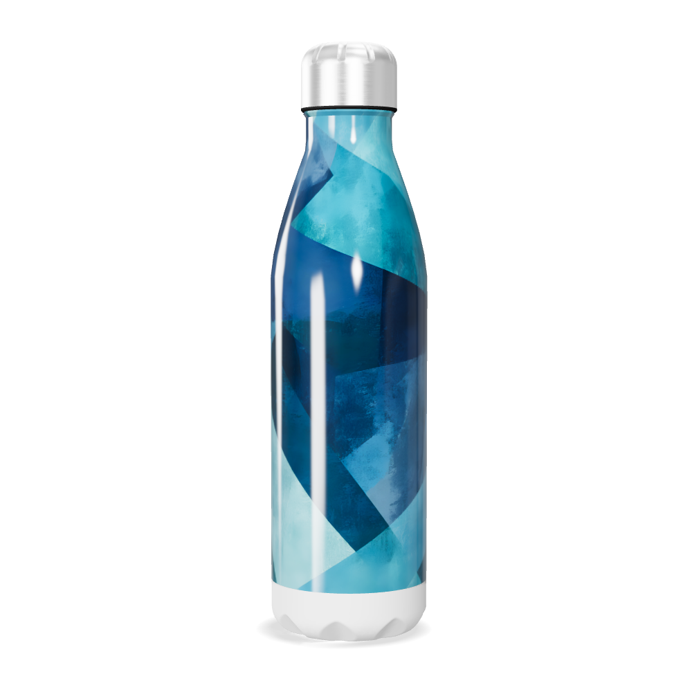 Garrafa Inox - Azul com Estampa Geométrica