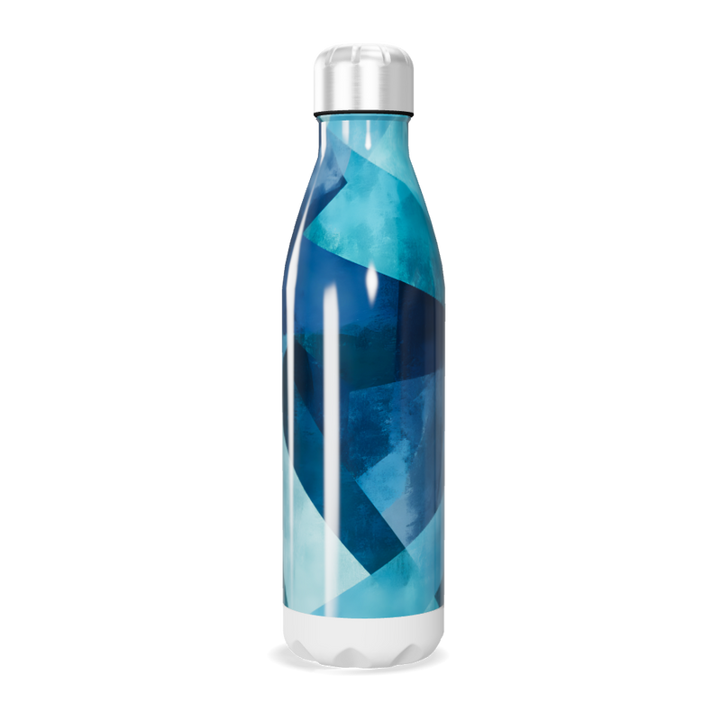 Garrafa Inox - Azul com Estampa Geométrica