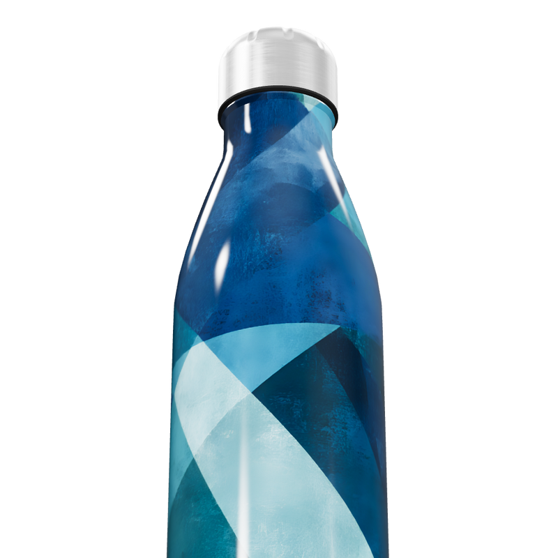 Garrafa Inox - Azul com Estampa Geométrica