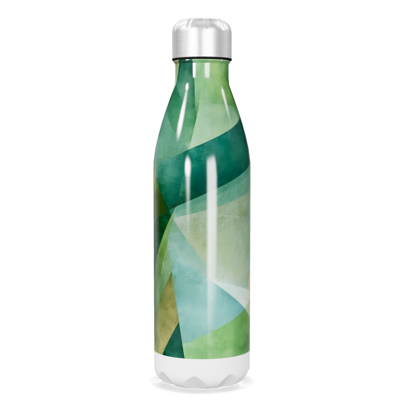 Garrafa Inox - Verde com Design Geométrico