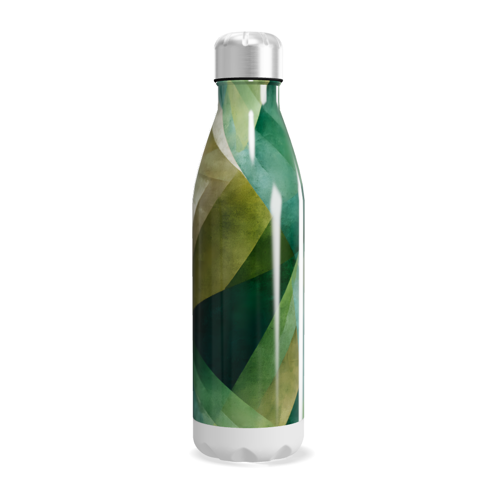 Garrafa Inox - Verde com Design Geométrico